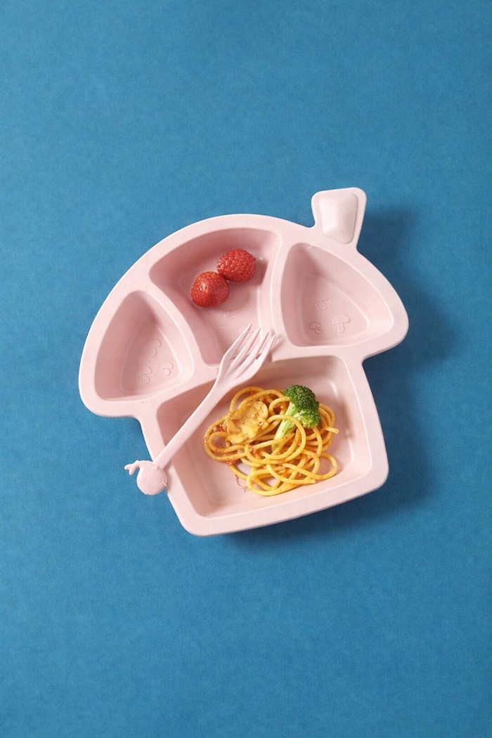 Icon Beauty Mushroom Dinner Plate Ekpaideftiko Set Paidiko Piato me 4 Thikes Fagtou Roz Pastel - Periexei 1 Pirouni, 1 Koutali kai 1 Set Tsopstiks (Limited Edition)